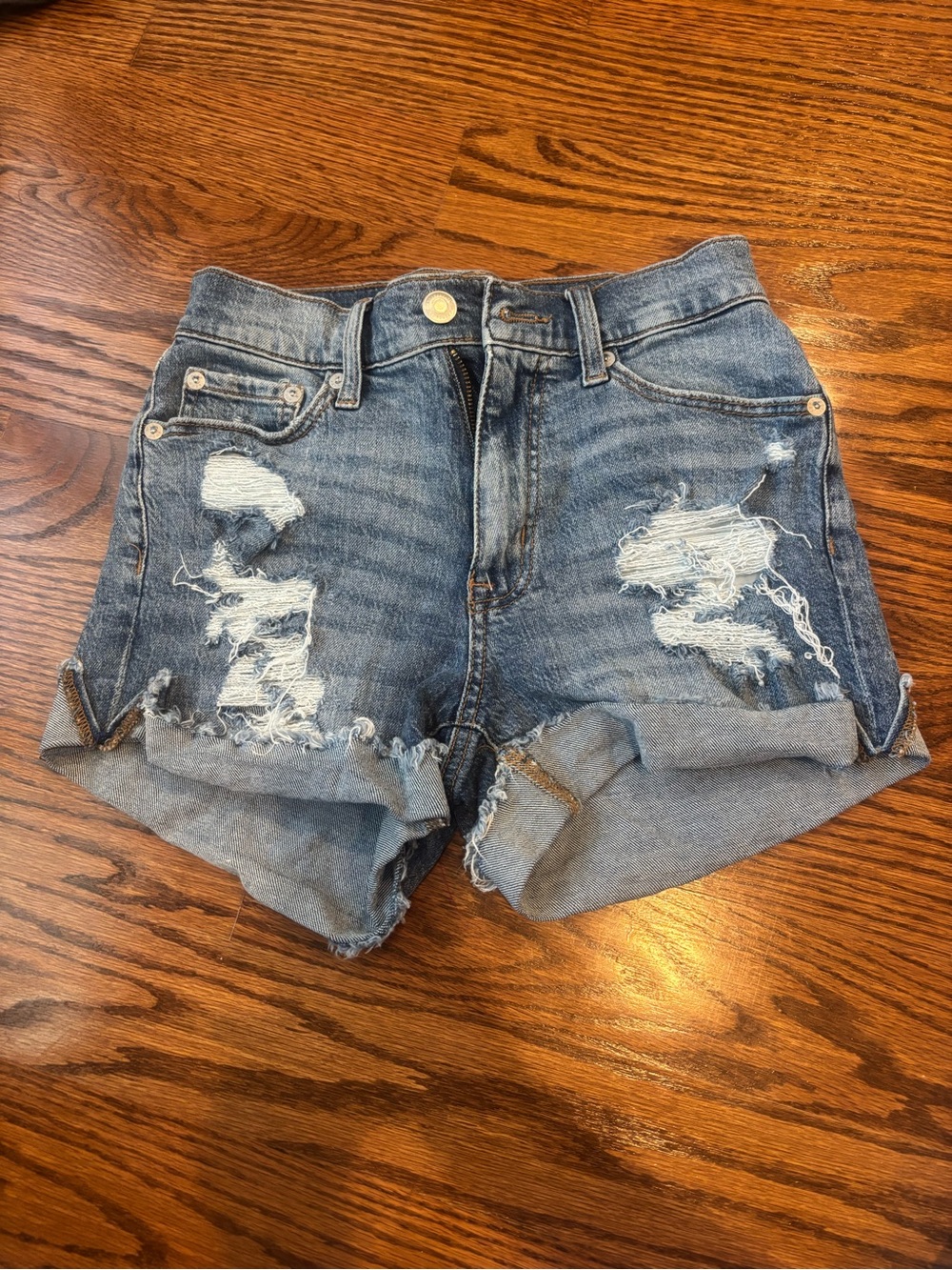 Aeropostale Ripped Light Blue Denim Jean Shorts